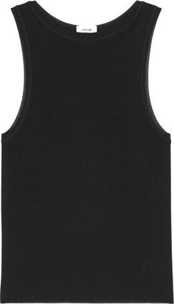 Saint Laurent Sleeveless Tops, female, Black, Size: XL Ribbed Knit Tank Top