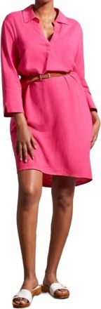Tribal Three-Quarter Sleeve Mini Dress With Pockets In Raspberry