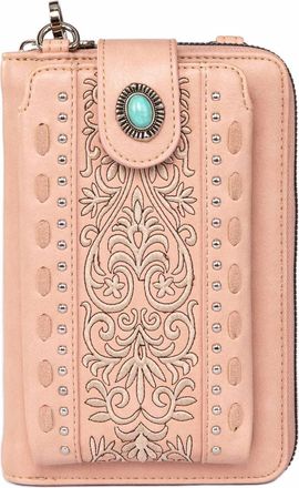 Montana West American Bling Embroidered Collection Phone Wallet In Pink
