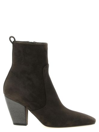 Brunello Cucinelli Brown Solid Pointed Toe Boots