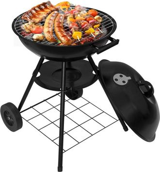 Woltu Woltu - Barbacoas De Carb&oacute;n Port&aacute;til Barbacoas De Exterior Parrilla Con Ruedas Para Bbq Jard&iacute;n Camping 44 X 73cm Negro