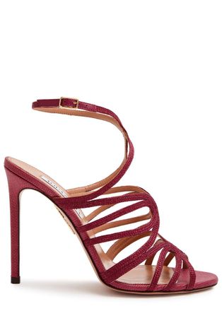Aquazzura Aquazzura Serenade 105 Raffia Sandals - Burgundy - 37 (IT37/ UK4)