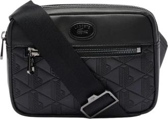 Lacoste Reporter Monogram Tas Urban Stijl - Heren - Schoudertassen - Zwart - ONE Size - Leer - Tassen