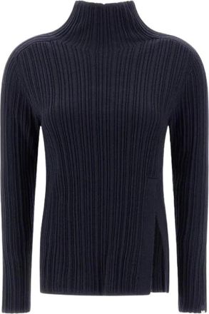 Herno Gebreide trui met coltrui - Dames - Coltruien - Blauw - S - Wol - Truien & Vesten