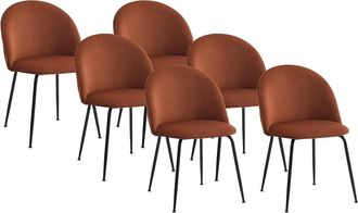 Vente-Unique Juego de 6 sillas de pana y acero inoxidable negro - Terracota - MELBOURNE