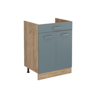 Vicco Mueble Bajo De Cocina R-line, Gris Azulado/roble Dorado, 60 Cm Con Caj&oacute;n Sin Encimera, Vicco