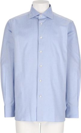 Ermenegildo Zegna Pointed Collar Light Blue Cotton-Blend Shirt