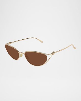Bottega Veneta Knot Metal Cat-Eye Sunglasses
