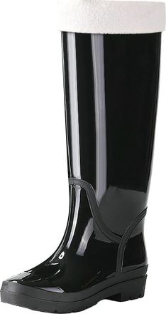 Generic SRTUMEY Womens Tall Knee Length Wellies Waterproof High Wellington Women Fleece Lined Wellies Rain Boots Waterproof Garden Boots Outdoor Work Non Slip