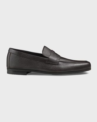 John Lobb Men & apos;s Thorne Soft Textured Leather Penny Loafers