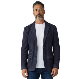Infinity Leather Heren Italiaanse marineblauwe leren blazerjas - Trabzon
