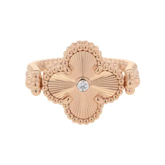 Van Cleef & Arpels Pink Gold Gray Pink Gold (18K) Band Ring (Pre-Owned)