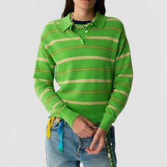 Guest In Residence Collegiate Stripe Polo In Match Point Combo