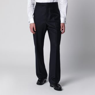 Thom Browne Pantaloni blu navy in lana