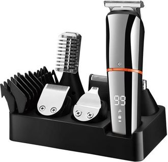 OEM Cortapelos Y Recortadora De Barba Profesionales 6 En 1, Resistentes Al Agua, Para Hombre, Con 5 Peines Gu&iacute;a, Para Un Cuidado Completo Del Rostro Y El 