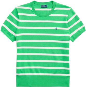 Polo Ralph Lauren striped short-sleeve knitted top - women - Nylon/Cotton/Elastane - L - Green