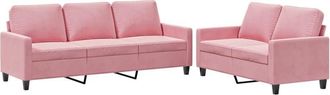 vidaXL Juego De Sof&aacute;s Con Cojines 2 Piezas Terciopelo Rosa Vidaxl