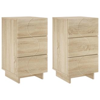 vidaXL Mesa De Noche 2 Pcs Roble Sonoma 33,5 X 34,5 X 60 Cm Vidaxl