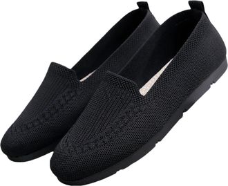 Generic Womens Orthopedic Knit Shoes - Slip-On Comfort Walking Shoes with Non-Slip Sole & Breathable Knit Upper (Black,6.5)