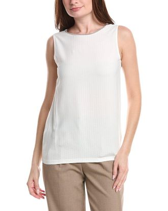 Fabiana Filippi Seersucker Silk-Blend Tank