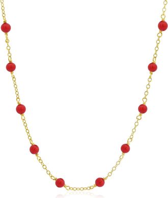 The Lovery Coral Bead Station Necklace