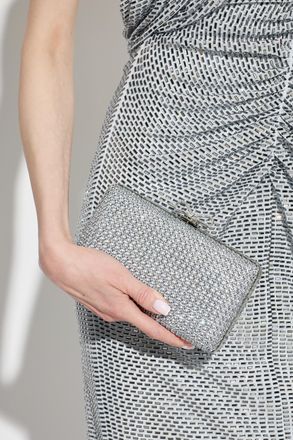 Self Portrait Clutch With Shimmering Crystals, Womens, Light Blue