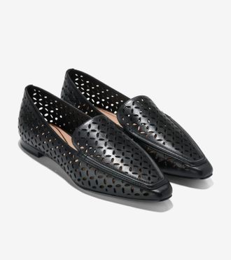 Cole Haan Chantal W33705 Loafers Womens Black Perforated Leather Hawk3310