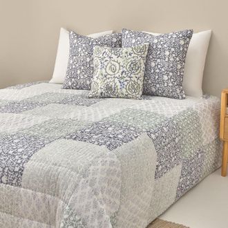 Textura Colcha acolchada patchwork color azul. Cama 150-160cm