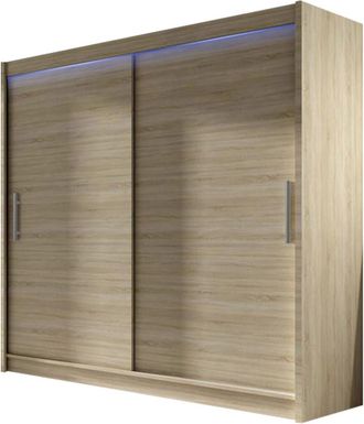 Mirjan24 Mobilier1 - Armario Closico 100, Roble Sonoma, 215x180x58cm, Puertas De Armario: Correderas, N&uacute;mero De Estantes: 0, Led