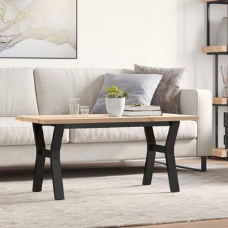 vidaXL Mesa De Centro Marco Y Madera Maciza Pino Y Acero 100x50x45,5cm Vidaxl
