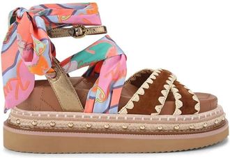 Kurt Geiger Orson Cross Scarf Sandal - Dames - Sandalen - Veelkleurig - 39 EU - Leer - Schoenen