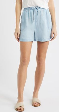 Beach Lunch Lounge Yoko Tie Waist Chambray Shorts in Bleach Wash at Nordstrom, Size X-Large