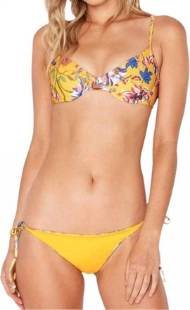 L*Space Pacific Bloom Lily Reversible Bikini Bottom In Sunshine Gold
