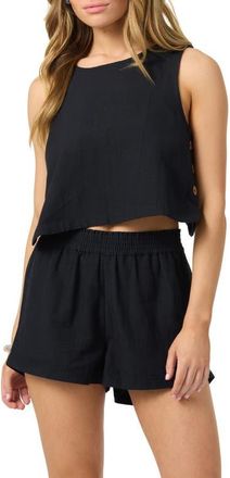 O'Neill Sanders Side Button Crop Tank in Black at Nordstrom, Size Xx-Large