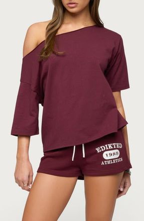Edikted Davida Off the Shoulder Top in Wine at Nordstrom, Size X-Small