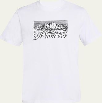 Moncler Mens Mountain Logo Cotton T-Shirt