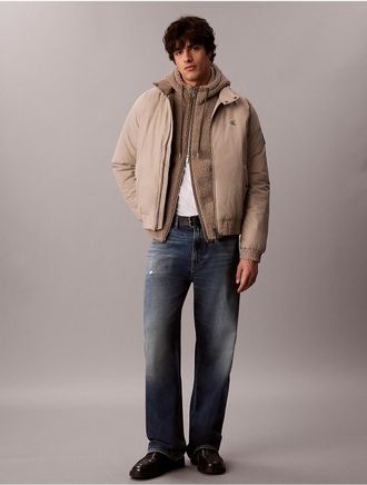 Calvin Klein Jeans Calvin Klein Mens Sherpa Relaxed Hoodie - Brown - XL