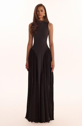 Milla Fitted Mock Neck Formal Maxi Dress in Black at Nordstrom, Size X-Small