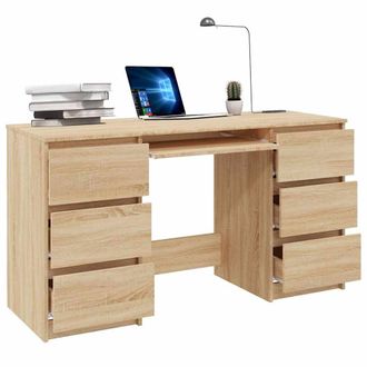 Berkfield Home Durable Writing Desk Sonoma Oak 140x50x77 cm Engineered Wood in Light Oak | Size: 140 x 50 x 77 cm