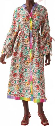 Celia B Kauai Long Sleeve Midi Dress In Multi