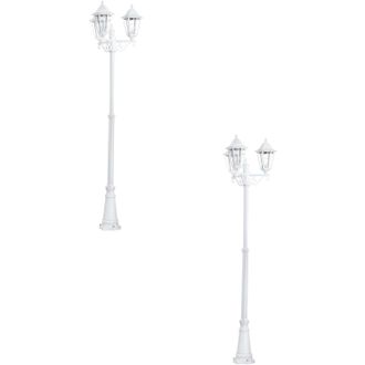Loops 2 PACK IP44 Outdoor Bollard Light White Aluminium Lantern 3 Arm 60W E27 Post