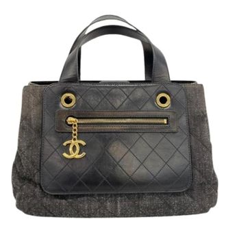 Chanel Pre-owned Handbags, female, Black, Size: ONE SIZE Pre-owned Vintage Denim Handbag