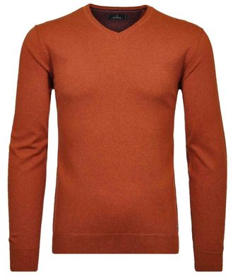 Ragman V-Ausschnitt-Pullover RAGMAN, Herren, Gr. 56, orange (terra, 585), 95% Baumwolle 5% Cashmere, V-Ausschnitt, Pullover V-Ausschnitt-Pullover