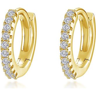 Lafonn Pav&eacute; Simulated Diamond Huggie Hoop Earrings in Gold at Nordstrom