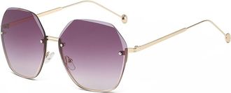 Generic Women Large Frame Metal Sunglasses Outdoor Party Commuter Sun Glasses(Grey)