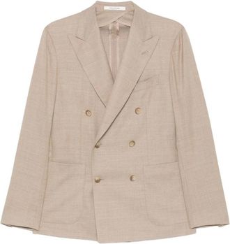 Tagliatore Dubbelrijige Blazer - Heren - Blazers - Beige - M - Leer - Jassen