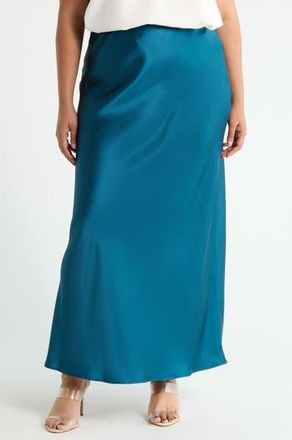 Renee C Satin A-Line Skirt in Teal at Nordstrom Rack, Size 3X