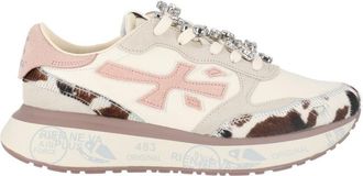Premiata Beige/Pink Lauryn Leopard Print Sneakers