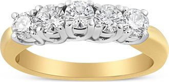House of Brilliance 18K Yellow Gold 1.0 Cttw Diamond Step up 5 Stone Ring Band at Nordstrom, Size 8.5