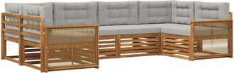 vidaXL Conjunto De Sof&aacute;s De Exterior 6 Uds. Natural Y Gris Claro Vidaxl